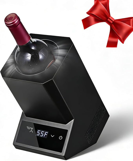 Electric Wine Chiller,Single Bottle Cooler for 750ml Wine/Champagne, 24-Hour Long-Lasting Cooling, Perfect Gift for Wine Lover