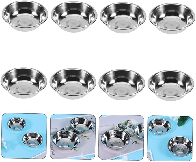 8Pcs Stainless Steel Sauce Plates for Kitchen Condiments and Seasoning Small Appetizer Plates for Soy Sauce Vinegar Spices and Dips Easy to Clean and Store Simple Design Matching Tableware