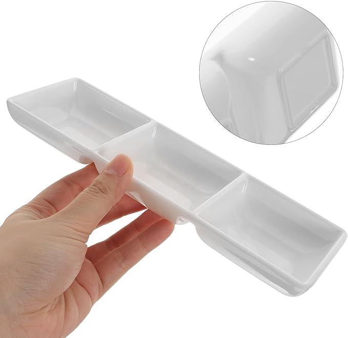 STOBAZA Ceramic Dipping Dish 3 Compartment Serving Platter Appetizer Plates Serving Tray Divided Sauce Dishes for Entertaining, Condiments, Candies, Charcuterie, Snack