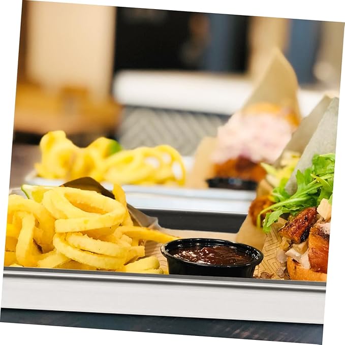 Alipis 2pcs Stainless Steel Dinner Plate Rectangular Serving Tray Large Food Tray Modern Snack Plate for Home Hotel Party