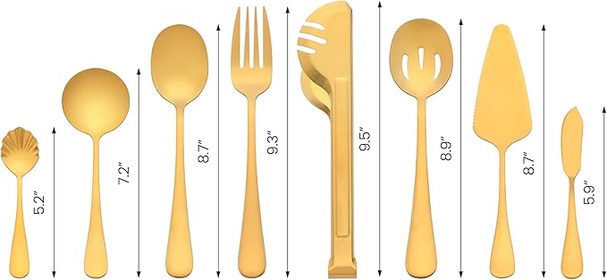 12 Pieces Silverware Set, Stainless Steel Flatware Cutlery Set, Serving Utensils Set for Home Kitchen Restaurant Hotel 12 PCS Gold