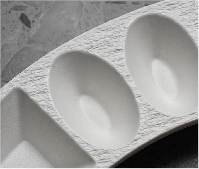 Sauce Dish Home Simple Multi-Compartment Seasoning Dish Creative Ceramic Restaurant Sauce Dish Appetizer Dish Snack Dish Snack Plate(White)