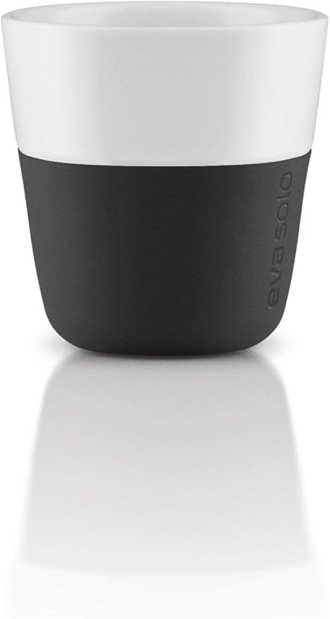 Eva Solo | 2 Espresso Tumbler Mugs | 3 oz Porcelain Coffee Cup Tumblers with Silicone-coated Grip | Danish Design, Functionality & Quality | Black