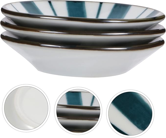 PRETYZOOM 3pcs Ceramic Sauce Dishes for Seasoning and Appetizers Japanese Style Plates Versatile Tableware for Salads and Dips Smooth Easy to Clean