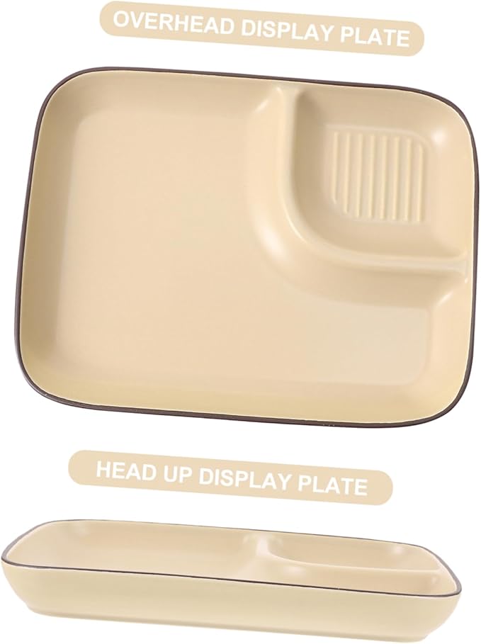 Amosfun Ceramic Dumpling Plate Sauce Grid Dipping Bowl for Appetizers Nordic Design for Serving Dumplings and Salads