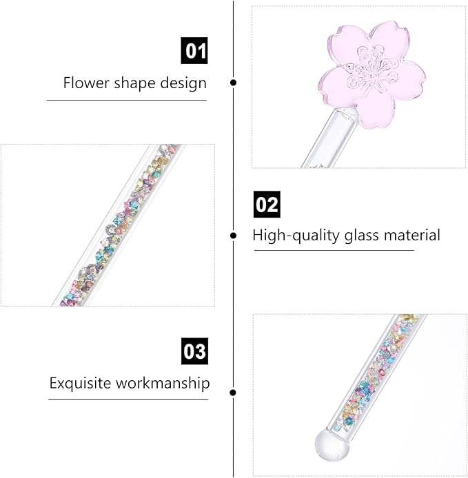 Lurrose Beverage Stirring Stick Glass Coffee Stirrer Long Handle Juice Stick Bar and Kitchen Tool
