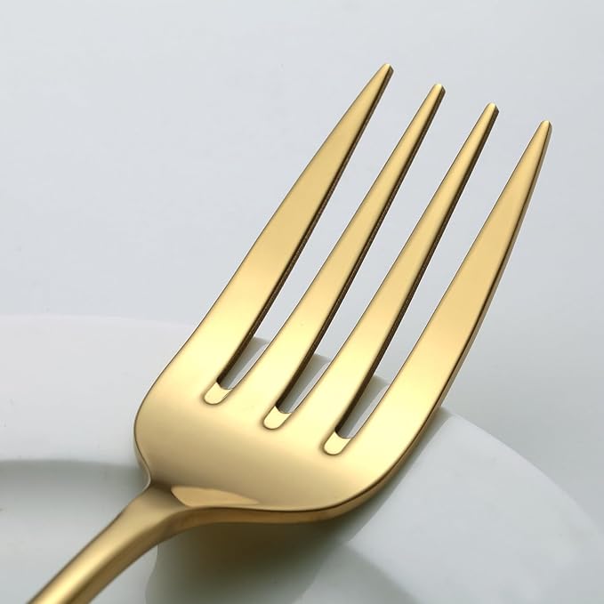 Quality Material Silverware Set with Squared Edge,18/10 Stainless Steel Cutlery Set,45 Piece Flatware Set,Service for 8,Dishwasher Safe(45)(gold)