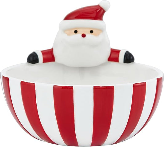 Bico Santa Claus Ceramic Candy Bowl, 18oz – Hand-Painted Holiday Treat Bowl, Christmas Decorative Dish for Candy, Jam, or Sauce – Microwave & Dishwasher Safe