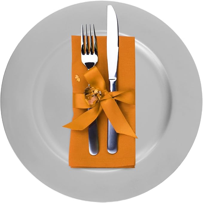Sliver Plastic Charger Plates Set of 100, 13” Reusable Party Chargers for Dinner Plates, Elegant Round Service Plate Chargers Bulk Decorative for Wedding, Catering Table Decor