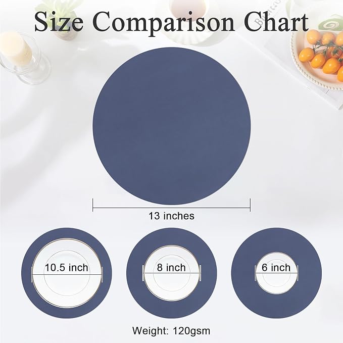 SHACOS 100 PCS Round Paper Placemats 13 inch Disposable Paper Place Mats for Dinner Wedding Birthday Party Festival Table Decoration Indoor Outdoor, Navy Blue (Pack of 2)