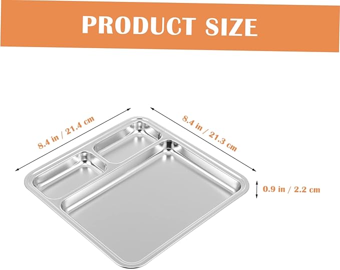 304 Stainless Steel Divided Sauce Plate Multi-Grid BBQ Plate for Restaurants Compartments for Meal Prep and Portion Control
