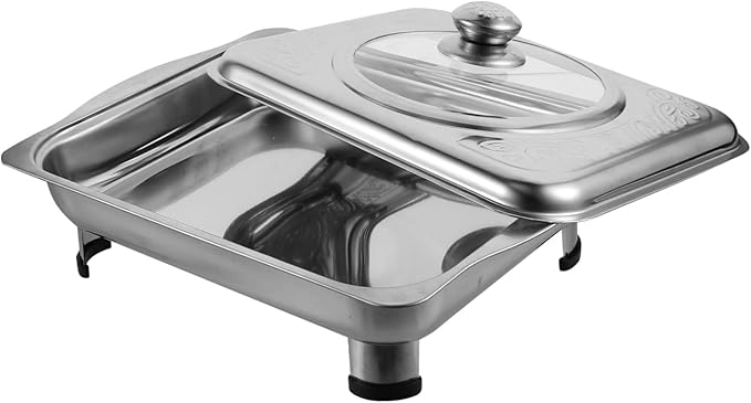 VOSAREA Dinner Plate Stainless Steel Serving Tray Easy to Clean Buffet Tray Cover Party Platters