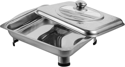 VOSAREA Dinner Plate Stainless Steel Serving Tray Easy to Clean Buffet Tray Cover Party Platters