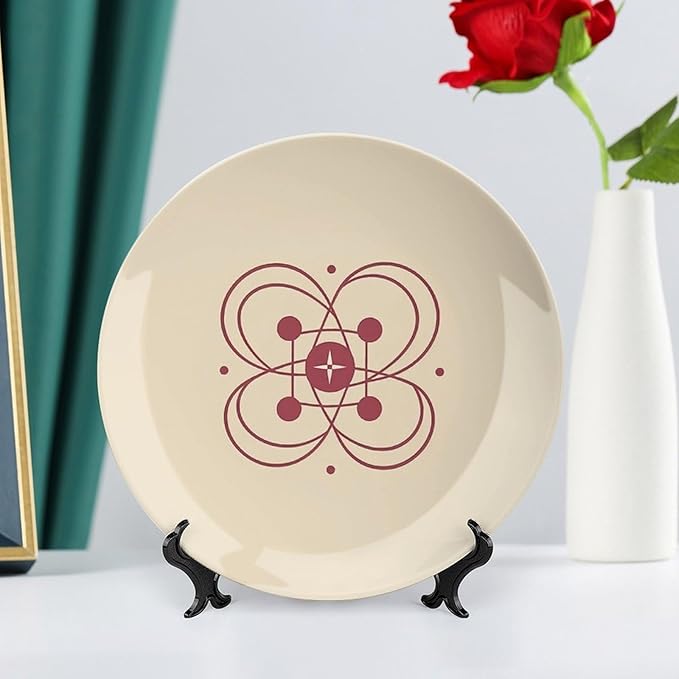 Decorative Plate 10inch Bone China Dessert Plates with Display Stand Ornament Ceramic Plates Simple Icon Art Crafts Porcelain Plate for Home Club Living Room