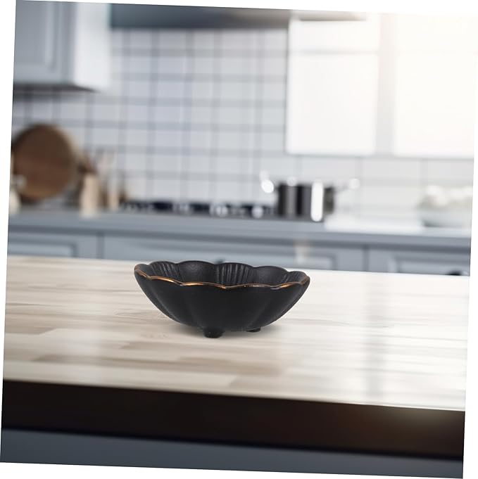 GLEAVI 2 pcs Ceramic Sauce Dish Black Appetizer Plates for Dipping Condiments for Home Restaurants and Catering Elegant Design for Fruits Nuts and Sauces