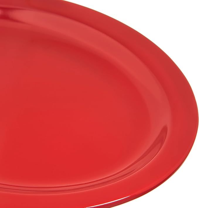 Carlisle FoodService Products Kingline Plastic Oval Platter Oval Tray for Home and Restaurant, Melamine, 12 x 9 Inches, Red