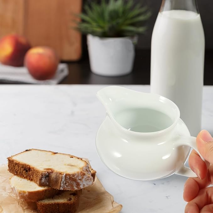 Ceramic Milk Cup Sauce Pot 2.76In White Porcelain Jug for Kitchen Use Easy to Clean Practical Milk Frothing Pitcher for Home Restaurant