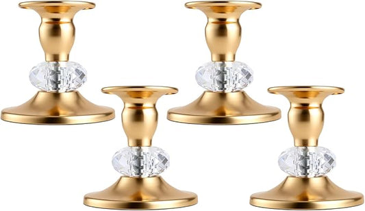Candlestick Holders Taper Candle Holders, Candle Stick Candle Holder for Table Centerpiece, Wedding Reception, Festive Christmas Mantel Decoration or Home Decor(Gold, 2 Sets(4 Pcs))