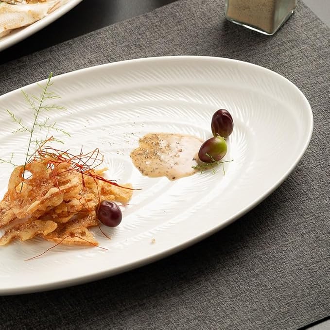 Dinner Plates Household Kitchen Steamed Fish White Plate Ceramic Appetizer Main Course Oval Dinner Dessert Cake Restaurant Tableware Kitchen Salad Bowl