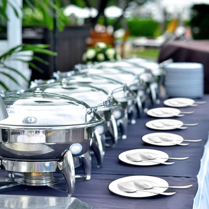 6 Pieces Serving Spoons Set, 8.7 Inch, Includes 3 Serving Spoons and 3 Slotted Spoon, Large Stainless Steel Buffet Banquet Utensils Cutlery Set for Home, Kitchen