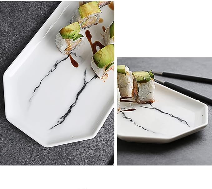 SONGCHAO Party Supplies Serving Plate Serving Plate Tray Marble Rectangular Sushi Plate Ceramic Flat Plate Tray Western Plate Hotel Restaurant Tableware Party Plates