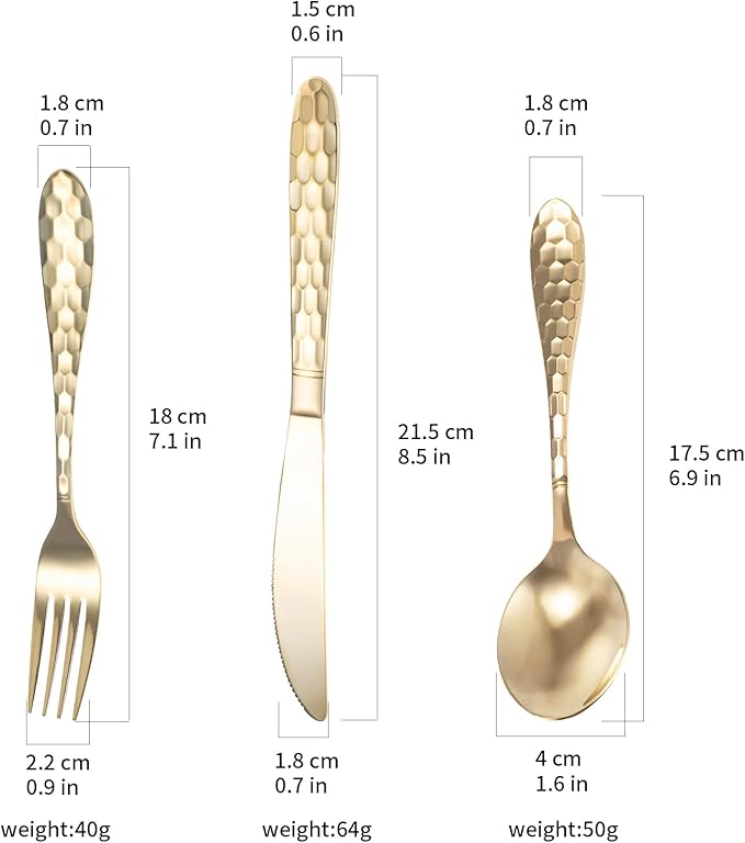 3-Piece Hammered Brass Cutlery Set, 99.99% Pure Copper High-End Kitchen Utensils Cutlery, Suitable for Home and Restaurant Cutlery Sets, Dishwasher Safe (3-piece set)