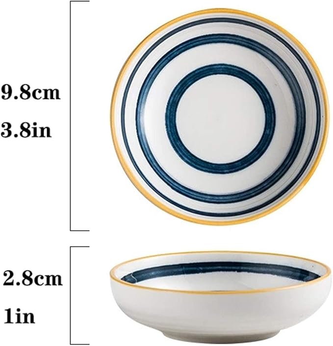HEXEH Salad Plate 4pcs Household Round Ceramic Sauce Dish Soy Sauce Dipping Bowls Appetizer Plates Side Dishes Serving Dish Japanese Style Dinnerware Set Plastic Plate (Color : E)