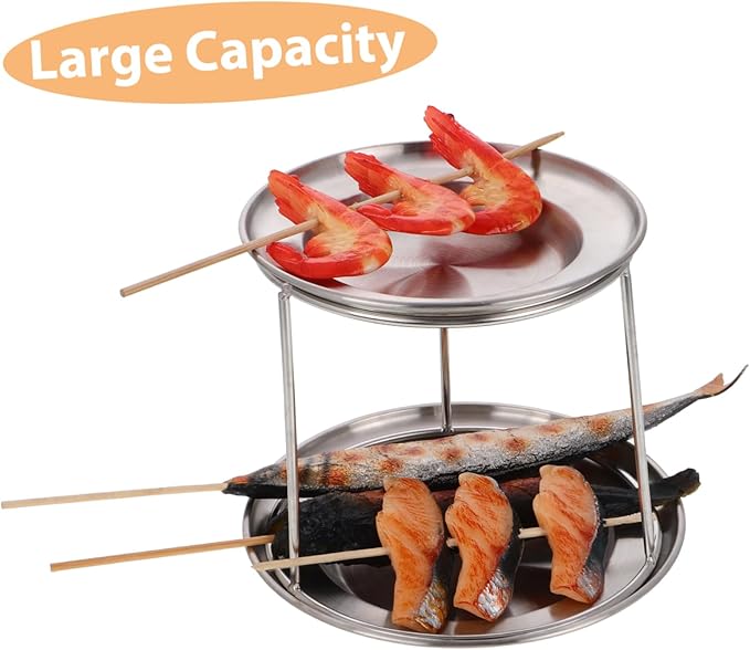Generic Stainless Steel Seafood Tray Set Cupcake Holder Party Seafood Stand Dessert Holder Appetizer Serving Tray Party Serving Tray Cake Display Stand Silver