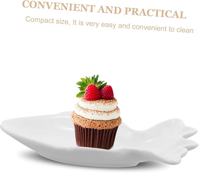 Cabilock Decorative Fish Shape Ceramic Plate Serving Bowl for Dipping Sauce Salad Soup Appetizer