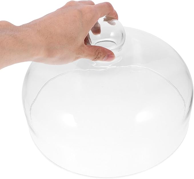 Housoutil Glass Cake Dome Cover, 10 Inch Clear Round Cake Cover, Glass Dessert Dome Lid for Kitchen, Birthday, Weddings, Party, Appetizer Dessert & Cheese Serving Platter
