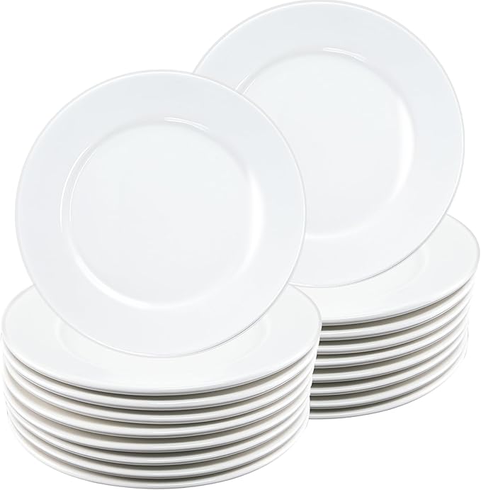 18 Pcs Porcelain Dessert Plates,6 Inch White Round Small Dinner Plate Set,Ceramic Serving Appetizer Plates for Cake Salad Dishes Bread Pasta,Dishwasher Safe and Microwave Safe