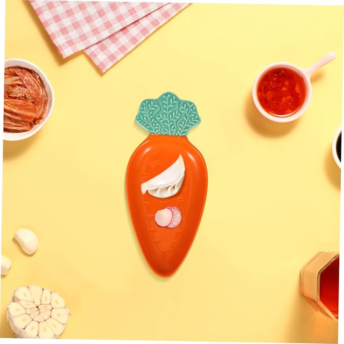 Carrot Shaped Dipping Plate Ceramic Soy Sauce Dish for Appetizers and Sushi Orange 7-inch Household Sauce Tray Convenient and Washable Restaurant Accessory