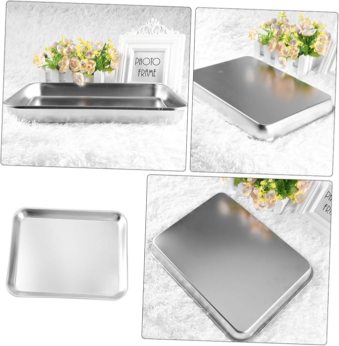 GARVALON Stainless Steel Food Plate Multi-Purpose Serving Tray for Appetizers Snacks Desserts Baking