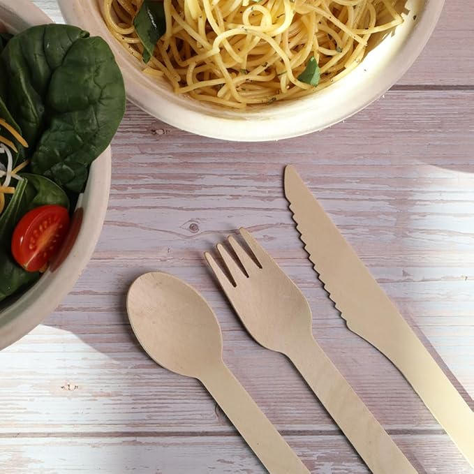 Disposable Wooden Fork (100 pcs) - Eco Friendly, Perfect for Picnic, Camping, Travel, Small Lunch Box, and Office Use