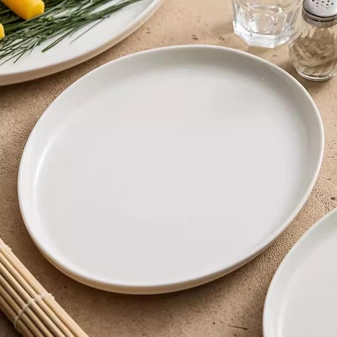 SONGCHAO Party Supplies Ceramic Plate, Light Luxury Steamed Fish Plate, Household Oval Plate, Artistic Conception Dish, Tableware, Dinner Plate Party Plates (Size : Large)