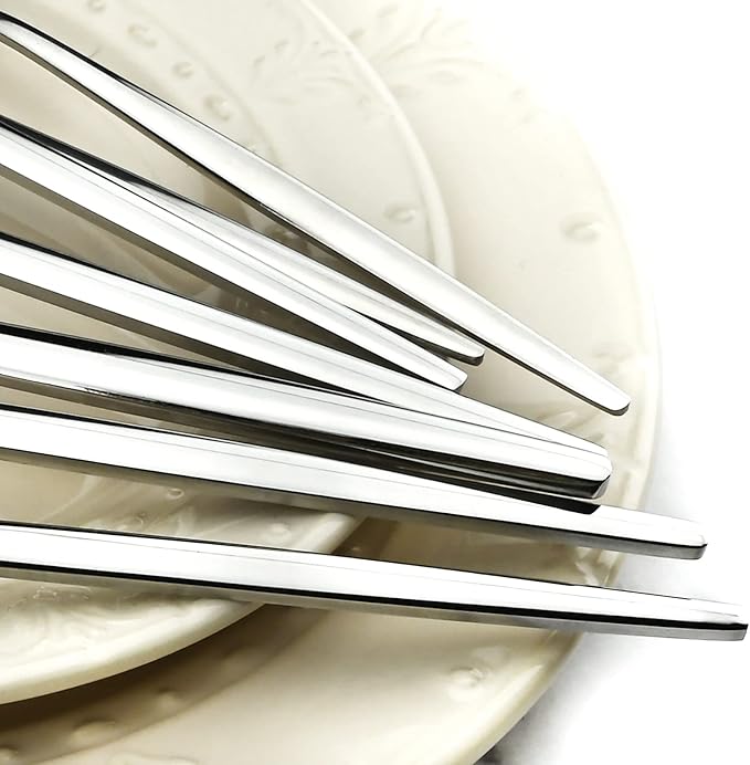 Silver 36-Pieces Silverware Flatware Mirror Polished Dinnerware, 18/0 Stainless Steel Cutlery Set For Home Kitchen Party Hotel Restaurant Wedding Service for 6
