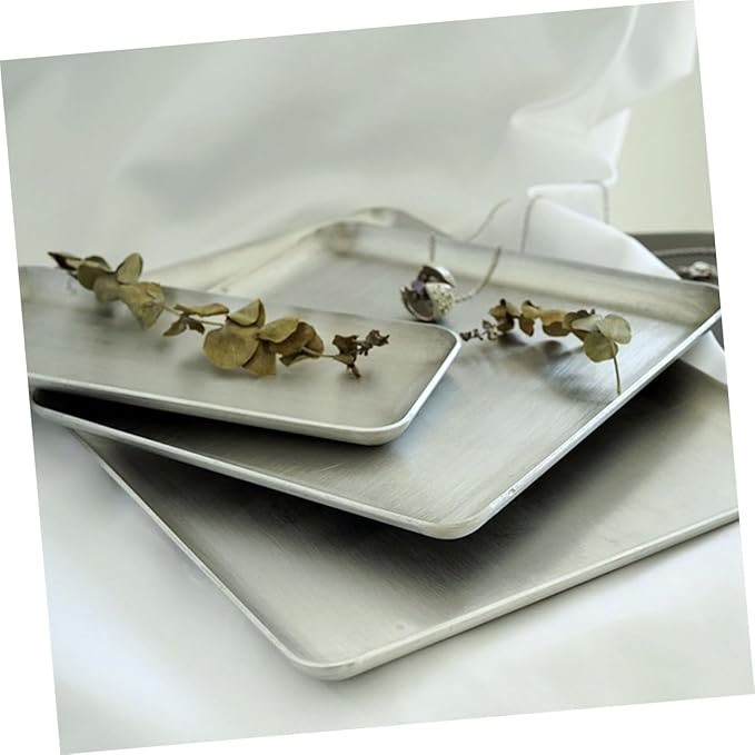 ABOOFAN 1pc Aluminum Food Serving Tray Vintage Storage Plate for Home Use Food Container for Cakes Breads Fruits Snacks Easy to Clean Reusable Design Silver