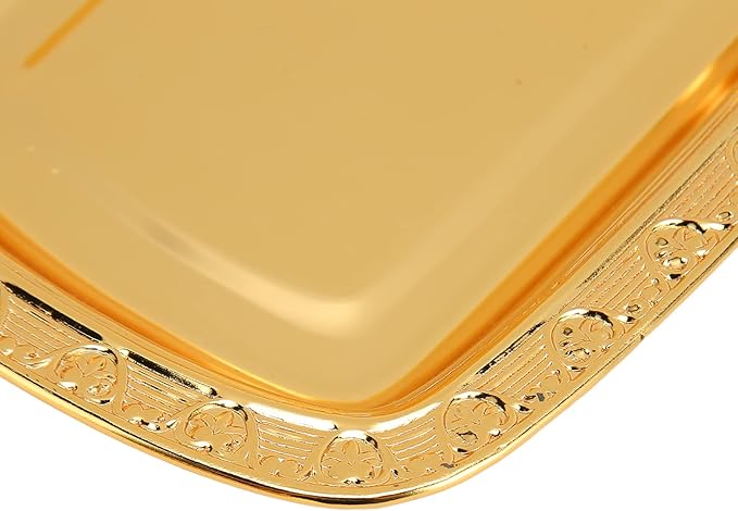 Gold Serving Tray, European Style Elegant Serving Platter Small Storage Fruit Tray, Eating Trays Metal Fruit Plate Table Decoration with Lid for Snacks Candies Desserts