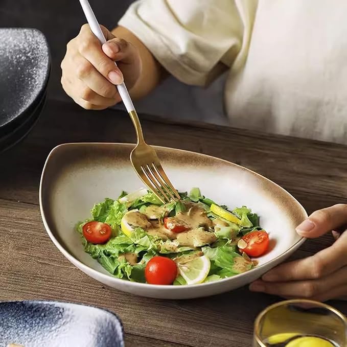 SONGCHAO Party Supplies Ceramic Plate Dish Plate Household Salad Plate Cold Dish Plate Restaurant Commercial Large Plate Light Luxury Soup Plate Western Food Plate Party Plates (Color : 7)