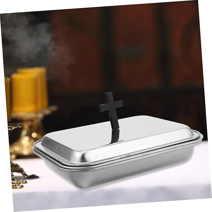 VALICLUD 1set Stainless Steel Communion Tray Cup Holders and Cover Multi-functional Serving Plate for Religious Ceremonies Family Gatherings and Church Supplies