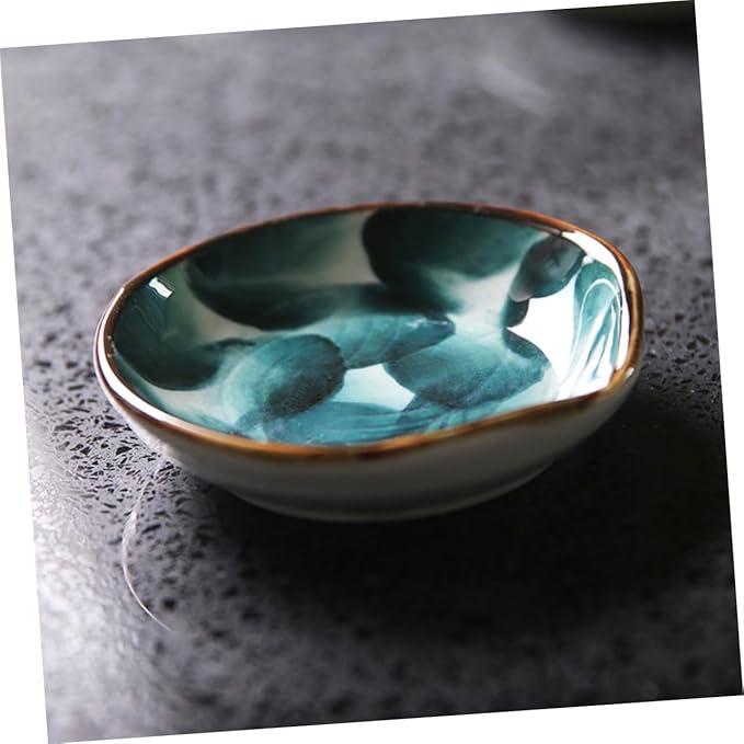 GLEAVI 2pcs Quality Material Hand-painted Ceramic Discs Japanese Style Decorative Trays for Snacks Sauce for Boys and Girls Food Dipping Bowl Seasoning Dish Condiment Tray Appetizer Plate