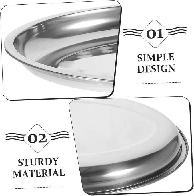STOBAZA 1pc Stainless Steel Oval Snack Plate for Desserts Pastries and Appetizers Serving Tray for Home Dining Rooms Restaurants and Cafes