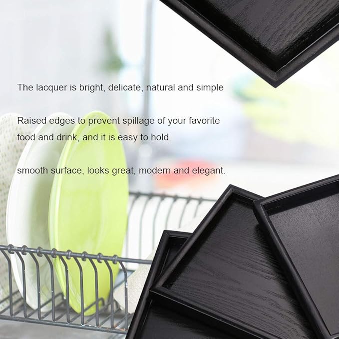 Wood Tea Tray, Rectangle Shape Solid Wooden Tea Coffee Snack Food Meals Serving Tray Plate Restaurant Trays(30 * 20 * 2cm)