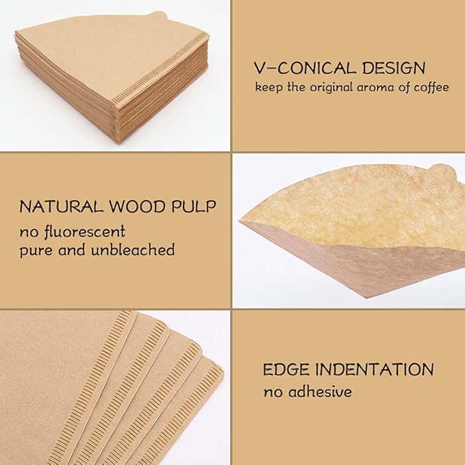BYKITCHEN Small Coffee Filters, Size 01, Set of 200, Disposable Cone Coffee Filters Paper, Natural Paper Filters for Pour Over Coffee Dripper and Coffee Maker (1-2 Cup)