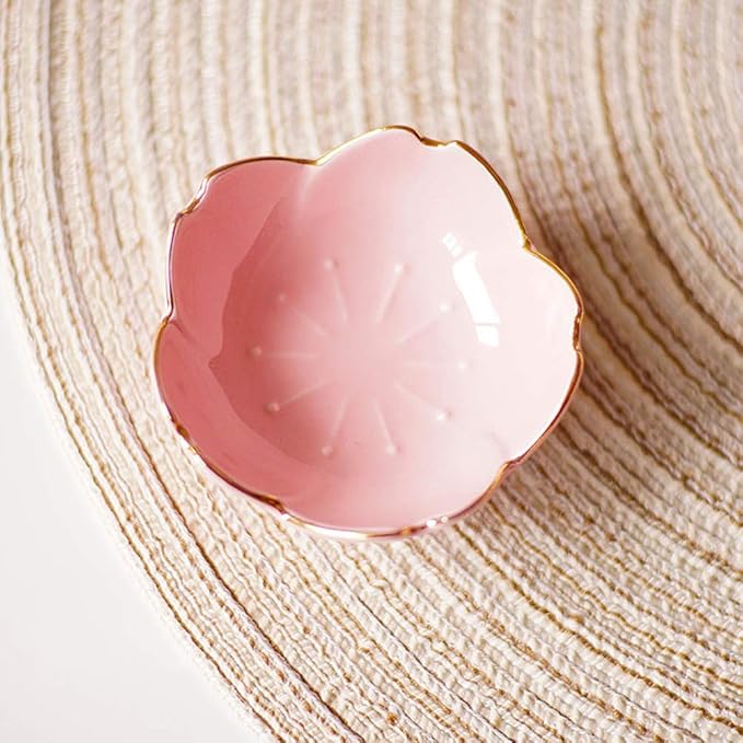 2pcs Ceramic Dip Bowls Sauce Dishes Seasoning Serving Bowl Sushi Soy Plate for Snack Sushi Fruit Appetizer Dessert-Pink