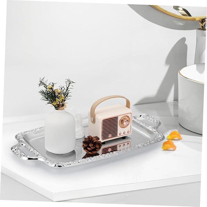 VALICLUD 1Pc Chic Metal Serving Tray Vintage Style Bread Container for Dining Room Kitchen Home Multi Purpose Tableware for Serving and Storage