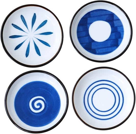 LIFKOME 4pcs Ceramic Dipping Sauce Plates Assorted Color Seasoning Dishes Small Soy Sauce Dishes for Kitchen Use for Appetizers and Condiments