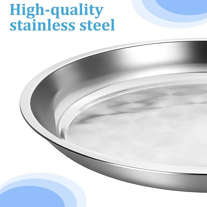 10 Pack Stainless Steel Silver Serving Tray, 12 Inch Round Serving Bar Silver Serving Platter Sturdy Metal Display Tray for Coffee Table Party Club Home