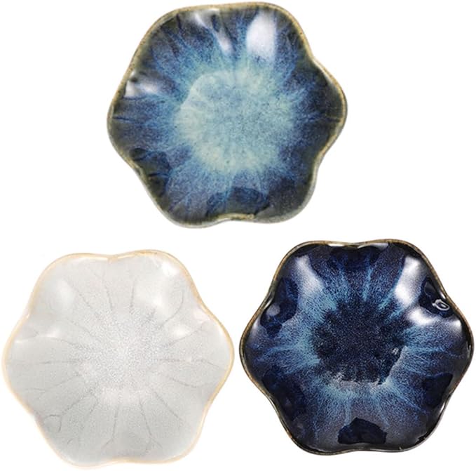 PRETYZOOM 3pcs Assorted Color Ceramic Dipping Dishes Elegant Mustard Plates for Sauces Condiments and Appetizers Food-grade Kitchen Seasoning Bowls for Entertaining and Home Decor