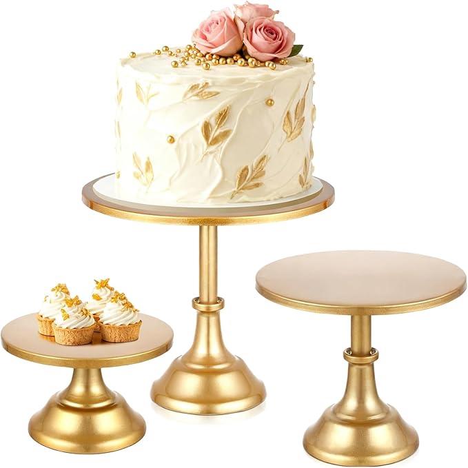 3 PCS Gold Cake Stand Set, Dessert Table Display Set with Wedding Cupcake Stand and Cake Stands for Party, Wedding, Birthday, Anniversary, Baby Shower, Thanksgiving, Christmas